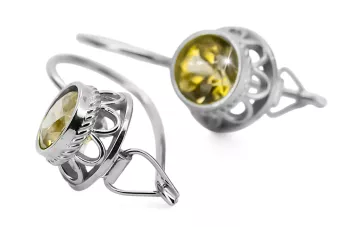 Des boucles d'oreilles Artisanat vintage Péridot jaune Argent sterling 925 vec117s